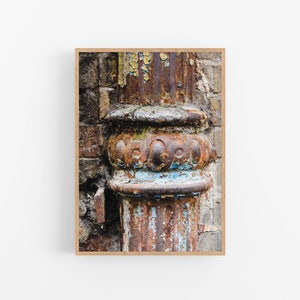 Distressed brick wall, rusty pipe, Steampunk street print, Rustic Home Decor, Fine Art Photography, Industrial urban style, Instant download