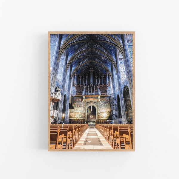French Albi Cathedral print, France photography, Gothic architecture, Church print, Printable home interior pictures, Instant download