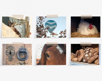 Printable wall art, Gallery of 6 digital prints in instant download for 5x7 inches and 13x18 cm picture frames, French rustic decor photos