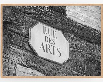 Printable wall art, French architecture print, Black and white photography, Medieval street sign, Home interior pictures, Instant download