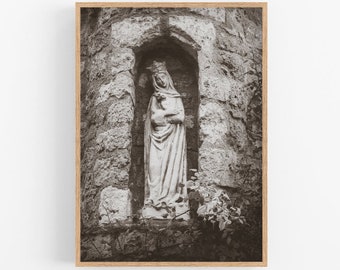 Printable wall art, Black and white Madonna and Child print, Virgin Mary, Religious home interior pictures, Catholic gifts, Instant download