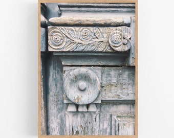 Printable wall art, Blue weathered wood door print, French vintage decor photography, Paris decor, Home interior pictures, Instant download