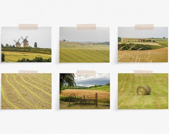 Printable wall art, Gallery of 6 digital prints in instant download for 5x7 inches and 13x18 cm picture frames, French countryside photos