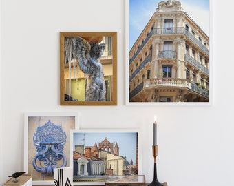 Set of 4 prints of Toulouse French architecture and art, Printable gallery wall set, France urban photography, Europe art, Instant download