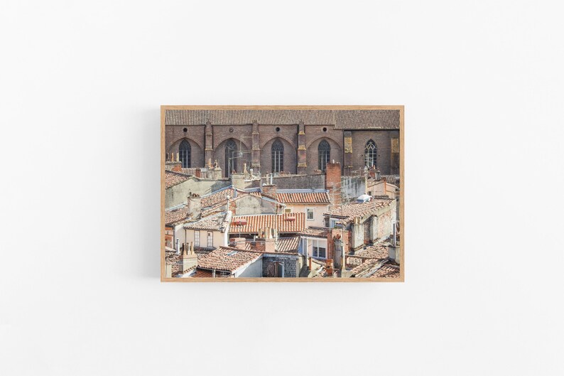 France travel photography Saint-\u00c9tienne Cathedral and Toulouse rooftops print Instant download Architecture print French urban landscape