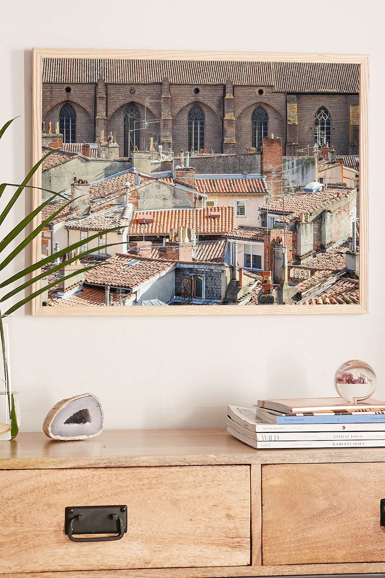 France travel photography Saint-\u00c9tienne Cathedral and Toulouse rooftops print Instant download Architecture print French urban landscape