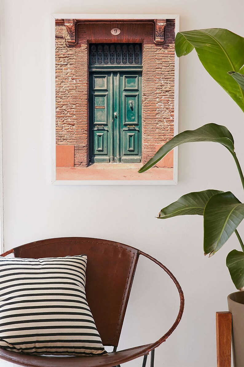 Set of 2 Downloadable Prints, Green Vintage Door Wall Art, France Urban