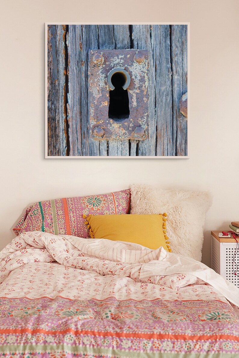 Printable Wall Art, Antique Keyhole Print, Weathered Wooden Door, Rural ...