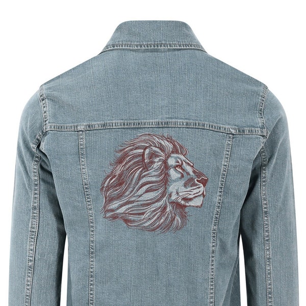 Embroidered Lion Head Denim Jacket, Available in 3 Colours & 5 Sizes