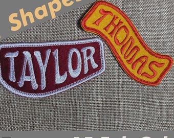Personalised Embroidered Name Patch Badge.  Width 100mm  Iron or Sew on