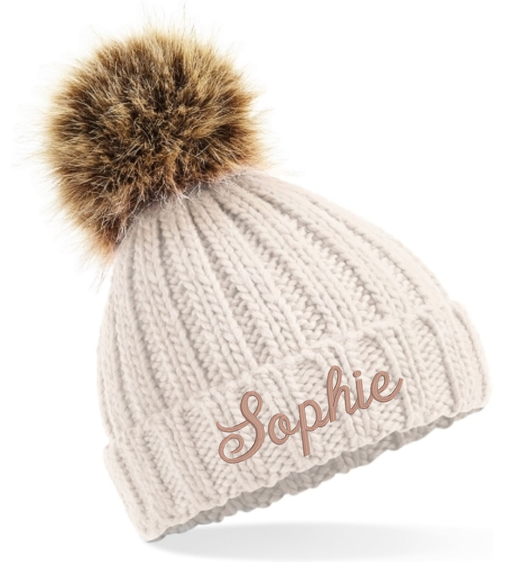 JUNIOR Childrens Girls Boys  Chunky Faux Bobble Hat  Beanie  with a n…