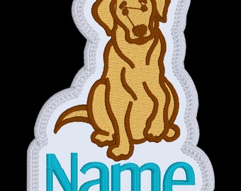 Labrador Dog Personalised Embroidered Dog Badge Patch  80mm wide  Iron or Sew on,  16 colours of felt backing