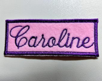 Embroidered Personalized Name Patch, Iron On or Sew, Caroline Font (100mm wide)
