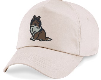 Adult/Kids size Baseball Cap Hat with Embroidered Sheltie Dog
