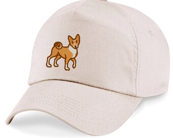 Adult/Kids size Baseball Cap Hat with Embroidered Basenji Dog