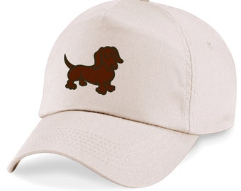 Adult/Kids size Baseball Cap Hat with Embroidered Dachshund Dog