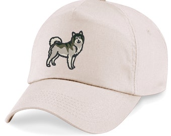 Adult/Kids size Baseball Cap Hat with Embroidered Alaskan Malamute Dog