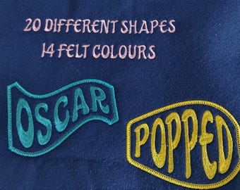 Personalised Embroidered Name Patch Badge.  Width 100mm  Iron or Sew on
