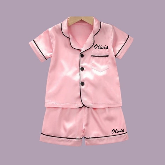 pink satin personalised pjs