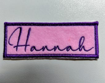Embroidered Personalized Name Patch, Iron On or Sew, Hannah Font (100mm wide)
