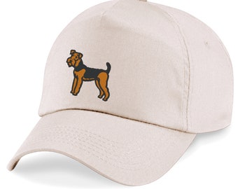 Adult/Kids size Baseball Cap Hat with Embroidered Airedale Dog