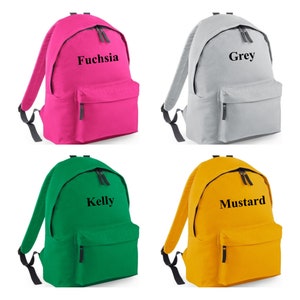 Original fashion ADULT backpack 13 different colours available personalised with your text/name embroidered