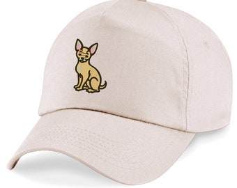 Adult/Kids size Baseball Cap Hat with Embroidered Chihuahua Dog
