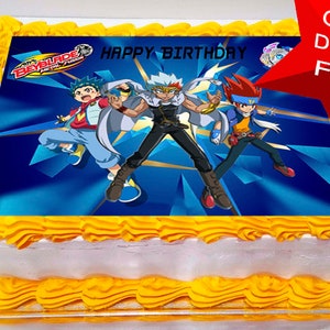 BEYBLADE, joyeuse fête d’anniversaire. Cake Topper Version numérique imprimable.