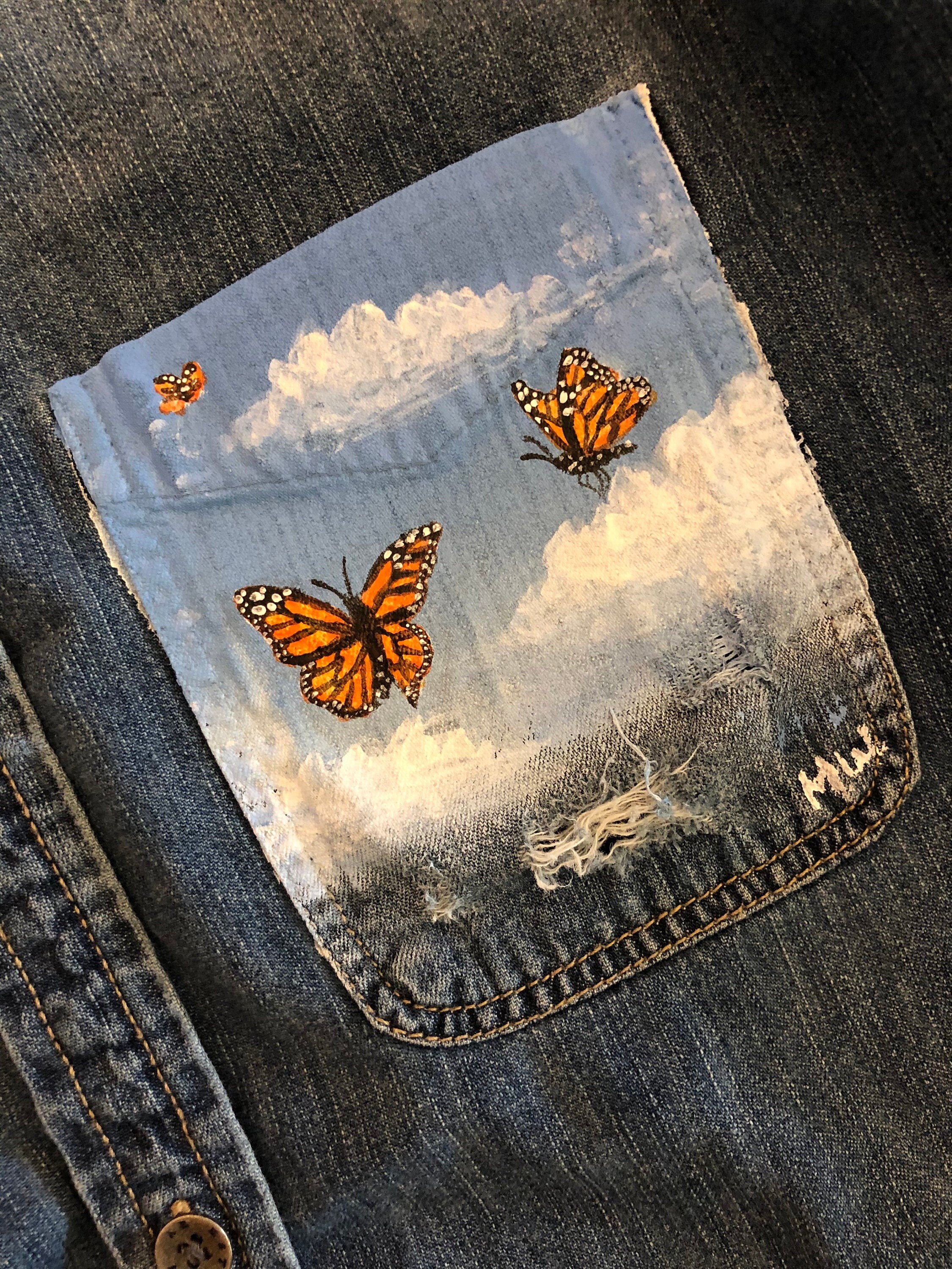 painted pocket jeans