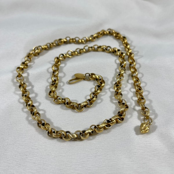 Vintage Park Lane necklace chain in gold tone with unique textured links. Good vintage condition. Vintage Park Lane jewelry.