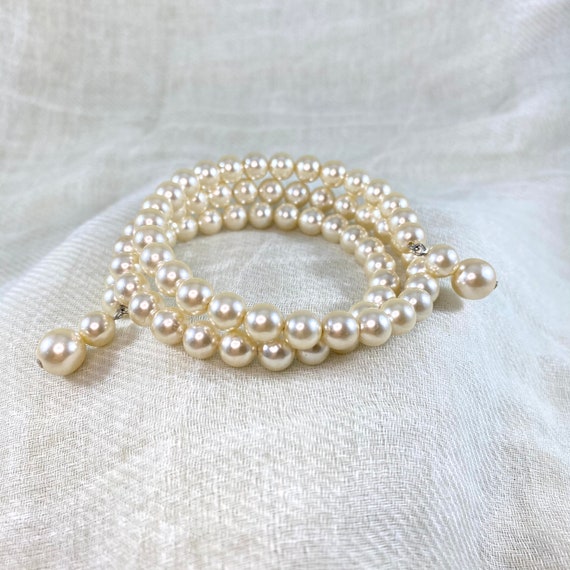 Vintage 90s multi strands coil pearl bracelet. Vi… - image 1