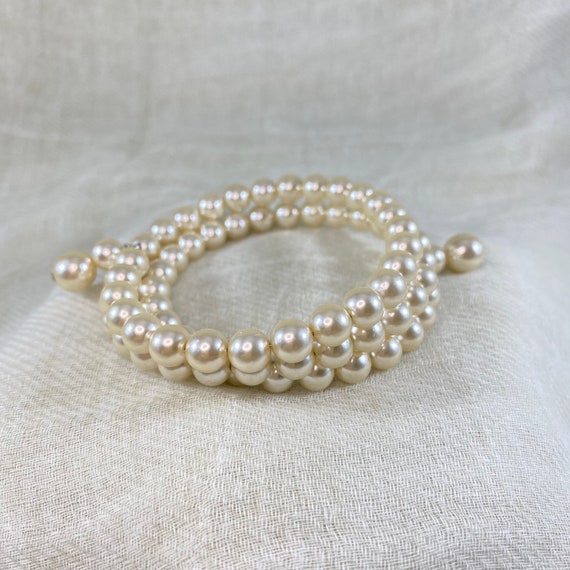 Vintage 90s multi strands coil pearl bracelet. Vi… - image 6