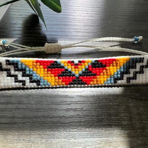 Miyuki Beaded Loom Bracelet: Turquoise Geometric Boho Bracelet