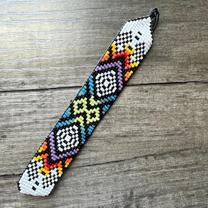 Loom Woven Miyuki Bead Bracelet | Boho Tribal Style | Handwoven Geometric Jewelry | Adjustable Beaded Bracelet