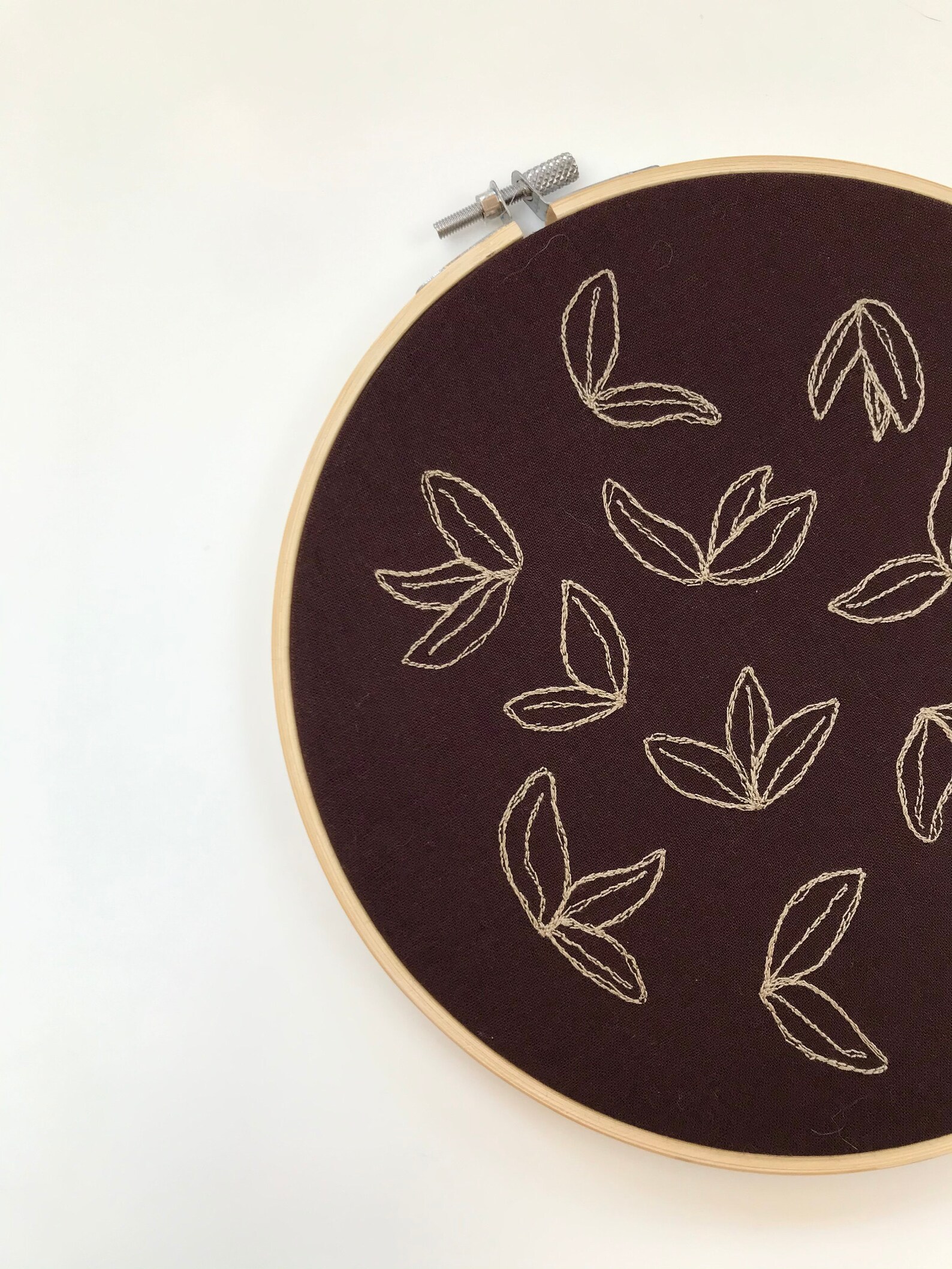 Leaf pattern embroidered hoop art etsy Leaf pattern embroidered hoop art etsy