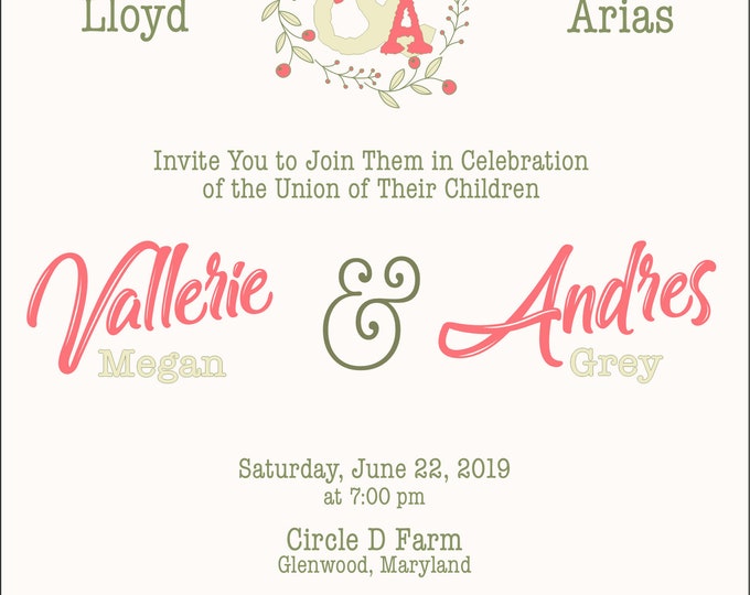 Customizable Bohemian Wedding Invitation /& RSVP Template
