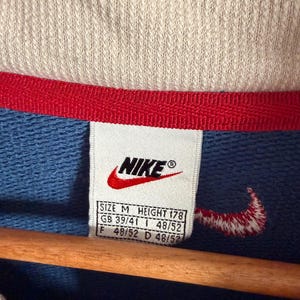 Sudadera vintage rara Nike con cremallera y bloques de color, estilo retro de los años 90, Y2K, ropa urbana, talla M imagen 3