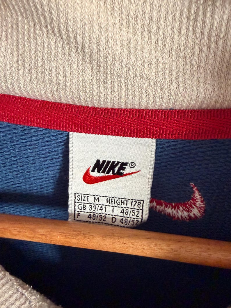 Sudadera vintage rara Nike con cremallera y bloques de color, estilo retro de los años 90, Y2K, ropa urbana, talla M imagen 3