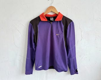 Suéter vintage Nike Running Dri-Fit de manga larga con cremallera de un cuarto, estilo streetwear de principios de los 2000 (Talla S)