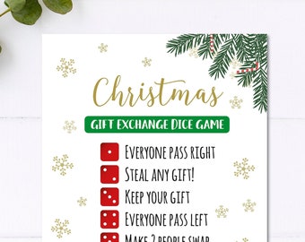 Christmas Gift Exchange Dice Game, INSTANT DOWNLOAD, christmas printable games, Holiday party, Gift Swap Game, Office party game