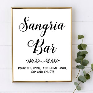 Sangria Bar Sign Printable Wedding Sign Bridal Shower Sign - Etsy