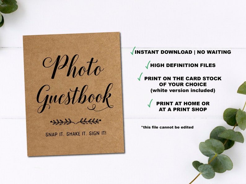 Wedding Guest Book Sign Photo Guest Book Sign Printable Etsy