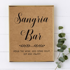 Sangria Bar Sign Printable Wedding Sign Bridal Shower Sign - Etsy