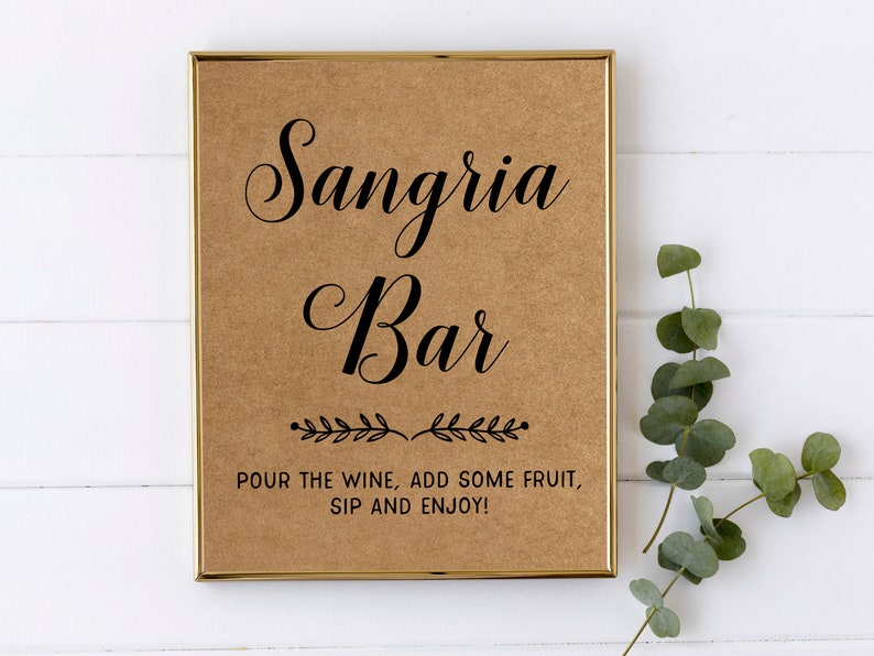 Sangria Bar Sign Printable Wedding Sign Bridal Shower Sign - Etsy