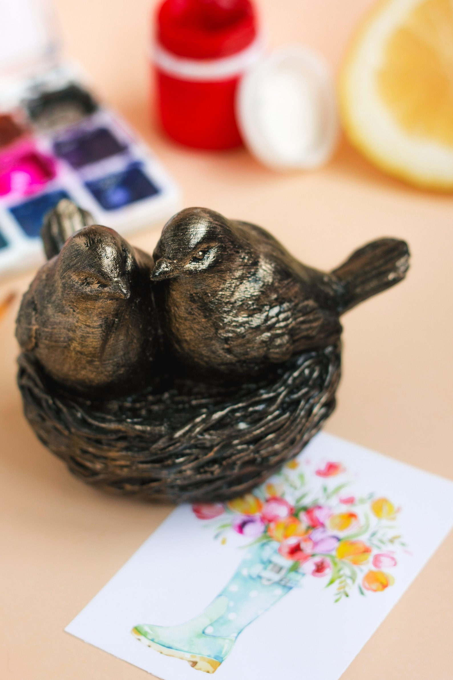 Lovebirds couple figurine bird gifts for women bronze birds Etsy