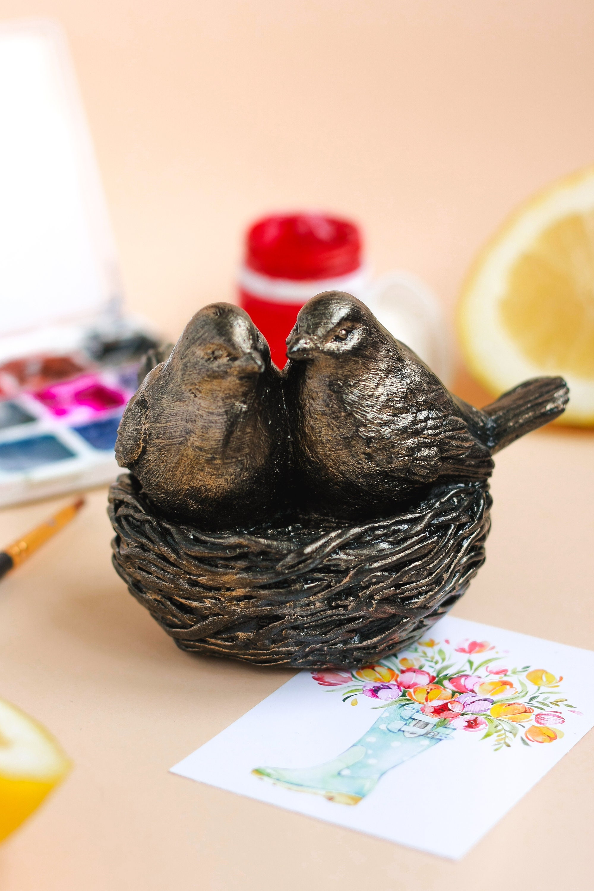 Lovebirds couple figurine bird gifts for women bronze birds Etsy