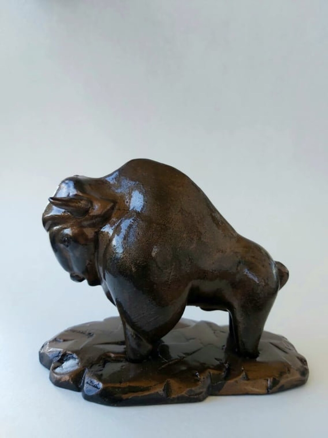 Bison figurine Ceramic buffalo sculpture Ceramic bull figurine Etsy