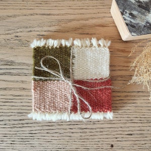 Colorblocked Hand Spun Hand Dyed Wool Coasters Set of Two image 1