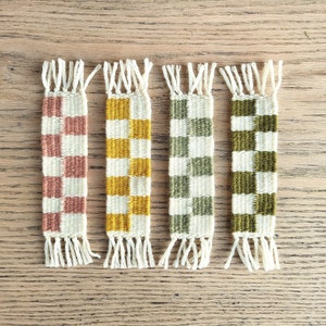 Checkerboard Pattern Plant Dyed Woven Bookmarks