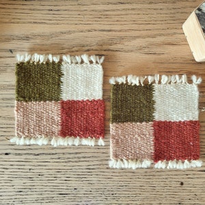 Colorblocked Hand Spun Hand Dyed Wool Coasters Set of Two image 2